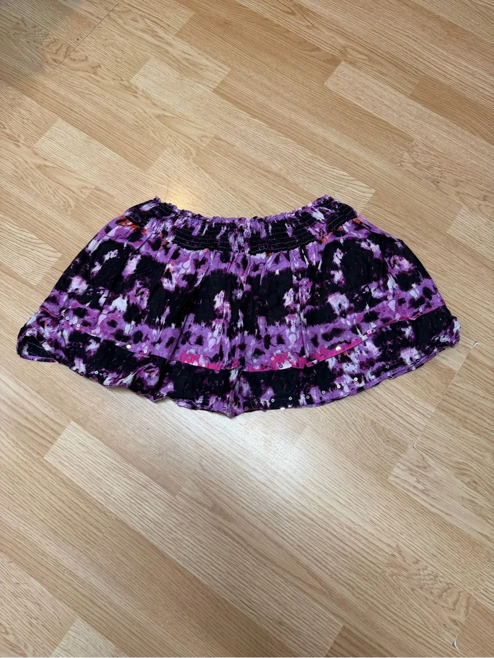 Justice Size 18 Purple Black Tiered Sequin Trim Skort Cotton Blend Girls